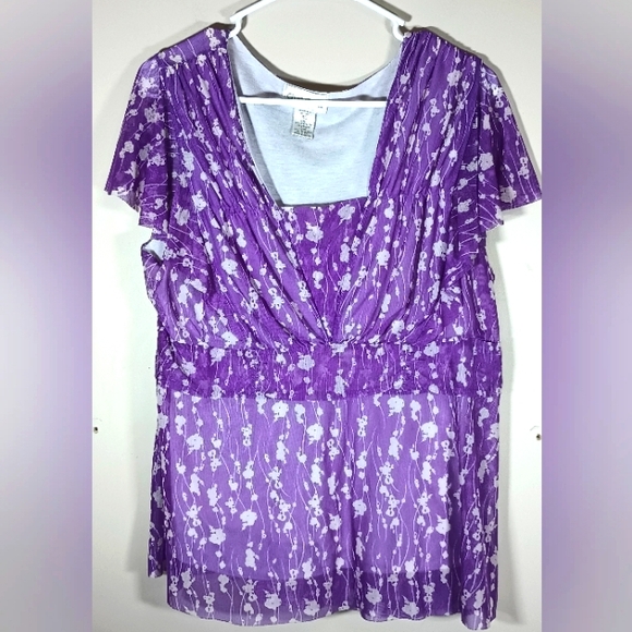 Chadwicks Women's XL Purple White Blouse Sheer Over Lining Spring Princess - Picture 1 of 5